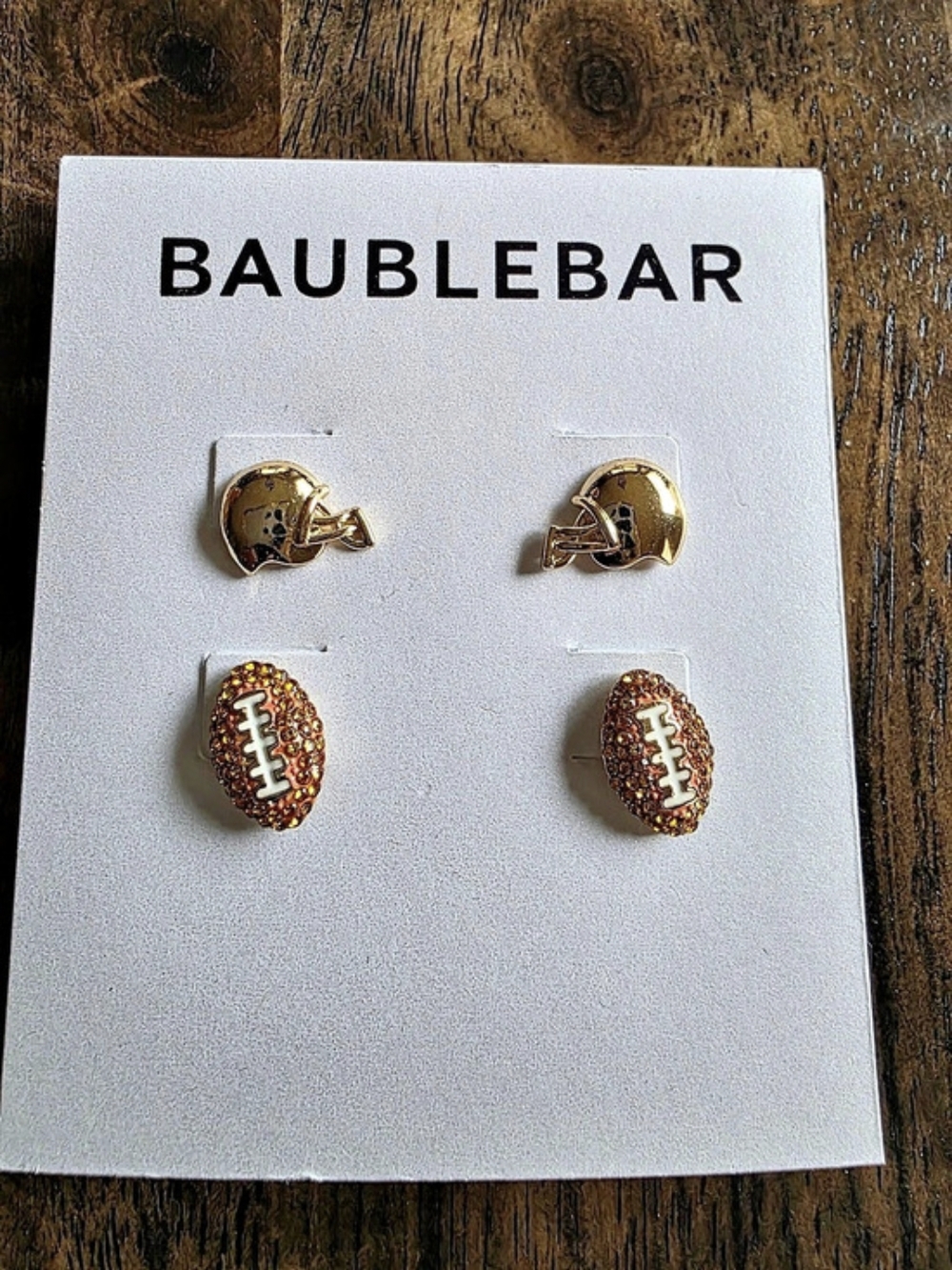 🏈 BaubleBar Draft Pick Earring Set - Football Stud Earring Set in Gold. NWT